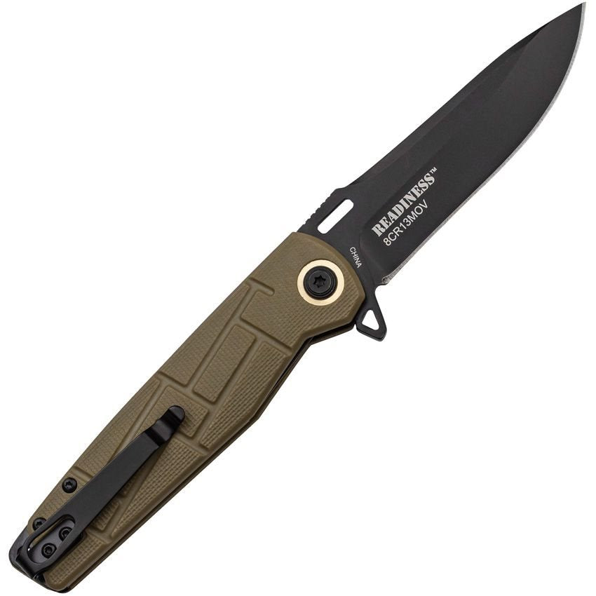 Navaja plegable ELITE TACTICAL con hoja negra y empuñadura tan