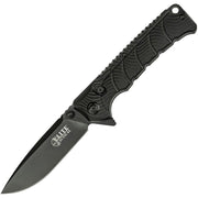 Navaja plegable BACKDRAFT negra con hoja drop point de acero 8Cr13MoV y bloqueo DLM