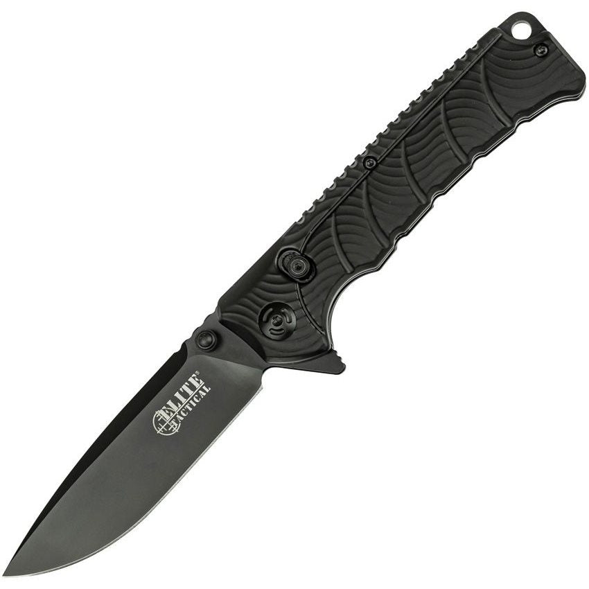 Navaja plegable BACKDRAFT negra con hoja drop point de acero 8Cr13MoV y bloqueo DLM