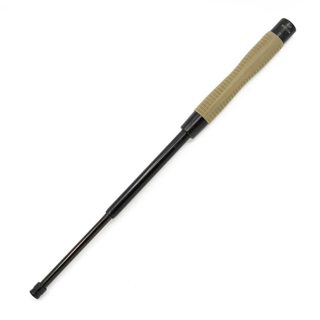 Porra telescópica 51 cm con cierre por botón, punta redonda y empuñadura ergonómica; incluye funda BHT-55 y clip UBC-05-A