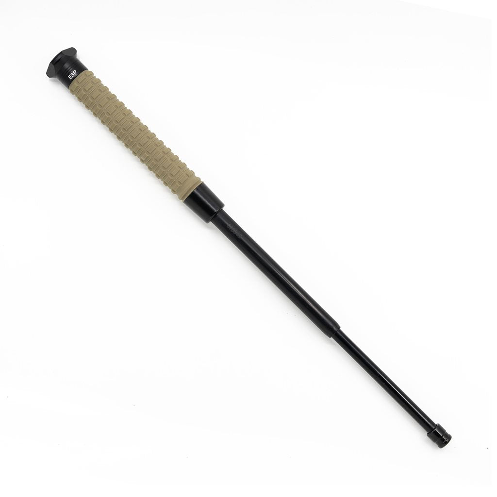 Porra telescópica 51 cm KHAKI con punta triangular, empuñadura antideslizante y funda