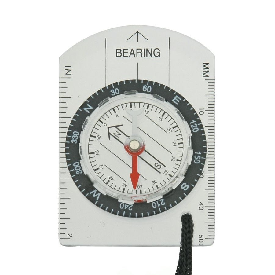 Brújula EXPLORER de plástico transparente con cordón y regla, 70 x 48 mm