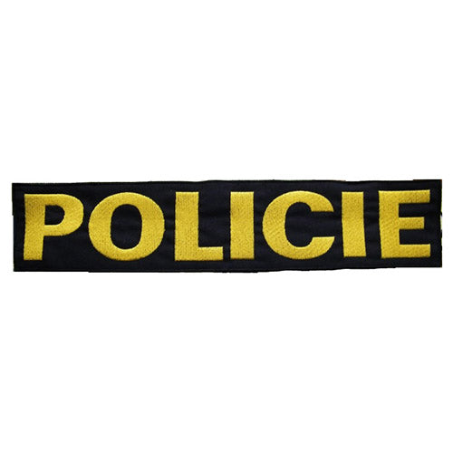 Parche POLICIE negro con bordado amarillo, aprox. 7x34 cm para coser