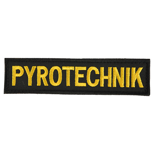 Parche PYROTECHNIK negro con hilo amarillo, aprox. 14 x 3,5 cm