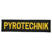Parche PYROTECHNIK pequeño negro con hilo amarillo, 14 x 3,5 cm, con velcro
