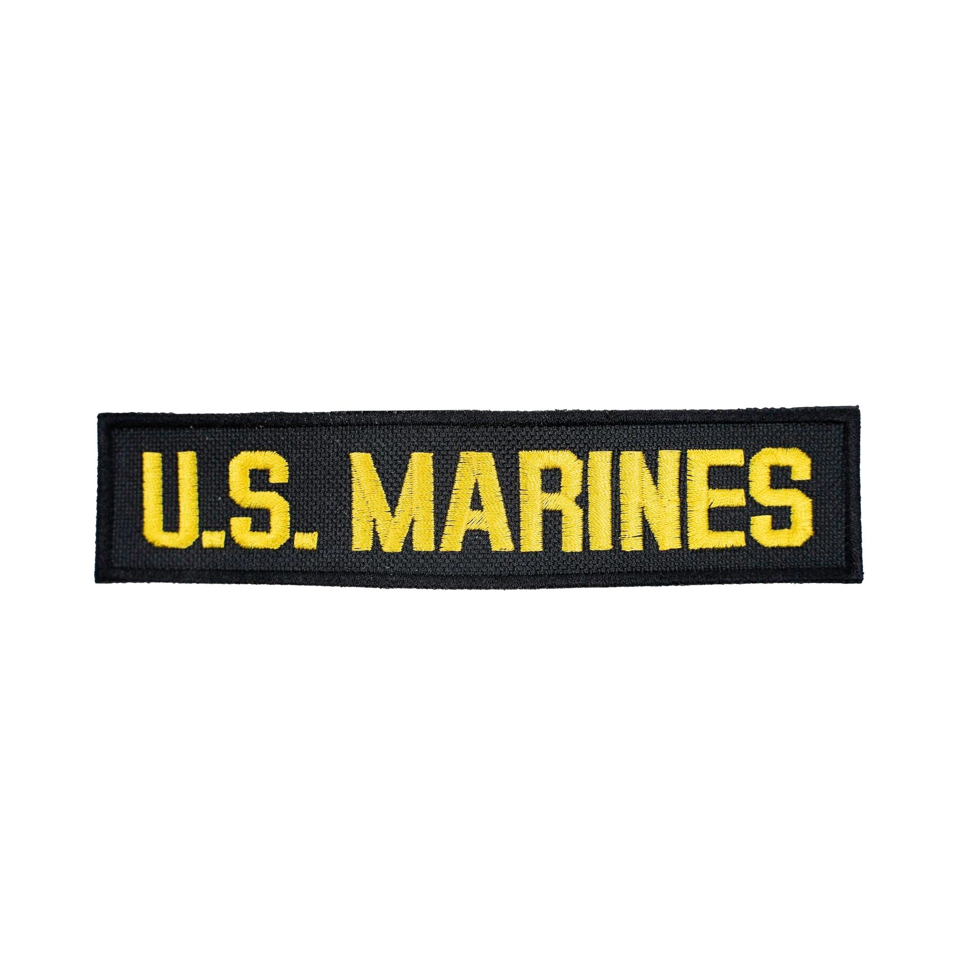 Parche U.S. MARINES negro con hilo amarillo, 14,5 x 3 cm