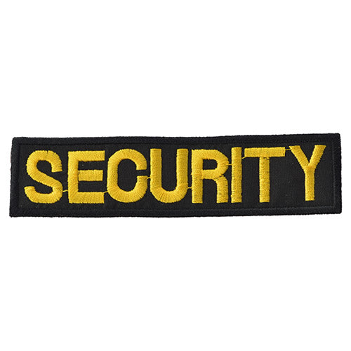 Parche bordado 'SECURITY' negro con hilo amarillo, 120 x 30 mm