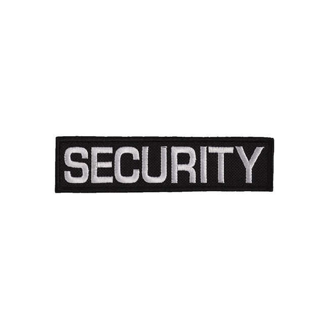 Parche bordado SECURITY negro con hilo blanco y velcro 120 x 30 mm
