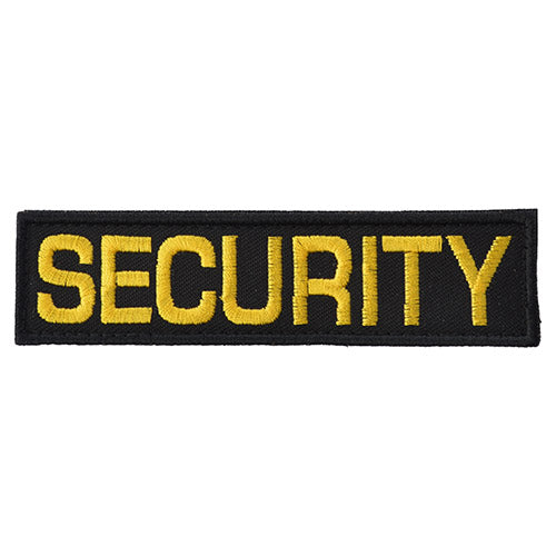 Parche bordado SECURITY negro con hilo amarillo, VELCRO, 120 x 30 mm