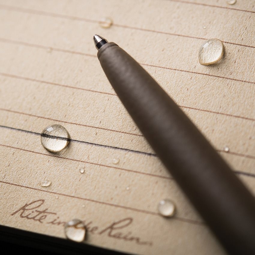 Bolígrafo RITE IN THE RAIN All-Weather, tinta negra, cuerpo metálico 125 mm, color Dark Earth