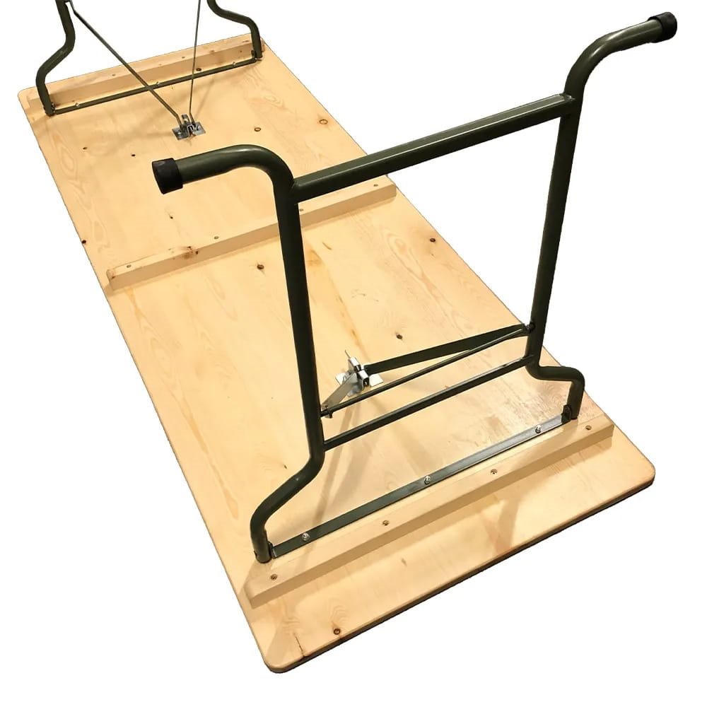 Mesa británica plegable de madera maciza 190 x 73 cm con patas metálicas