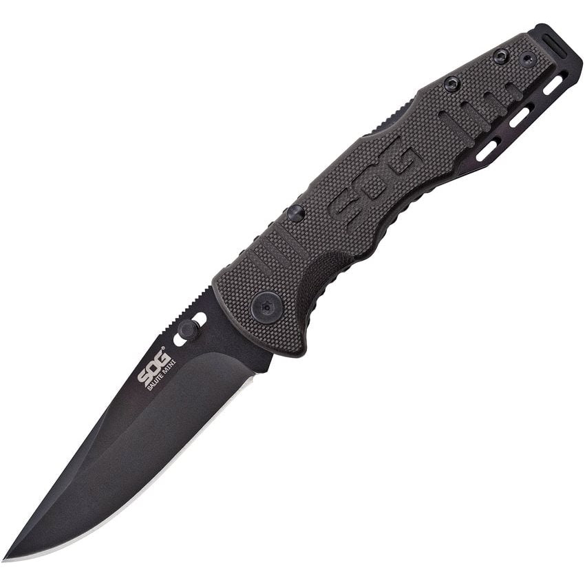 Navaja plegable SOG Salute Mini con hoja lisa de acero 8Cr13MoV y mango G10