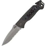 Navaja plegable ESCAPE negra con hoja combinada 9Cr18MoV de 8,64 cm y clip de bolsillo