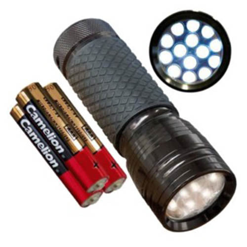 Linterna MAGNUM de duraluminio con 14 LEDs y cristal de policarbonato, resistente a la humedad