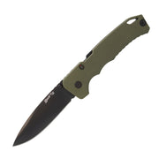 Navaja plegable SWIFT III verde con filo liso, acero de herramientas, apertura asistida y seguro Atlas®