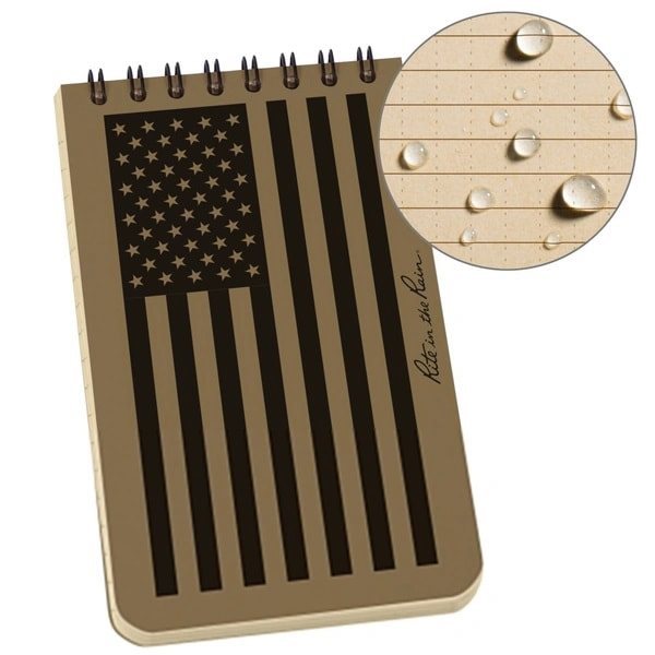 Bloc impermeable TOP-SPIRAL 127x76 mm con bandera USA, 50 hojas, TAN