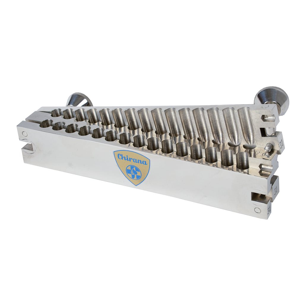 Molde de acero inoxidable para verter 30 supositorios de 2 g cada uno