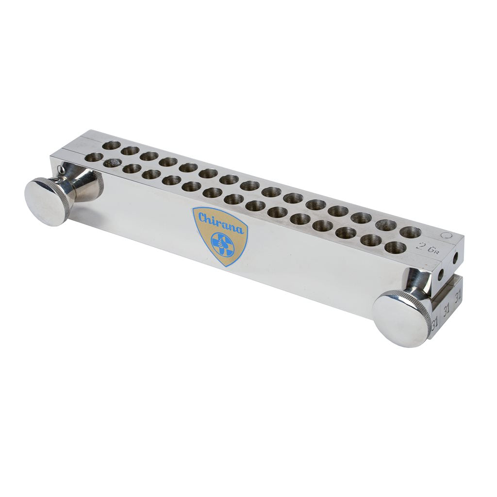 Molde de acero inoxidable para verter 30 supositorios de 2 g cada uno