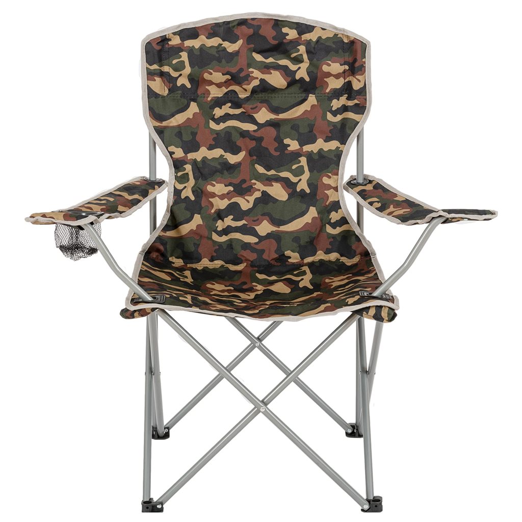 Silla plegable de camping MORAY CAMO con portabebidas y armazón de acero