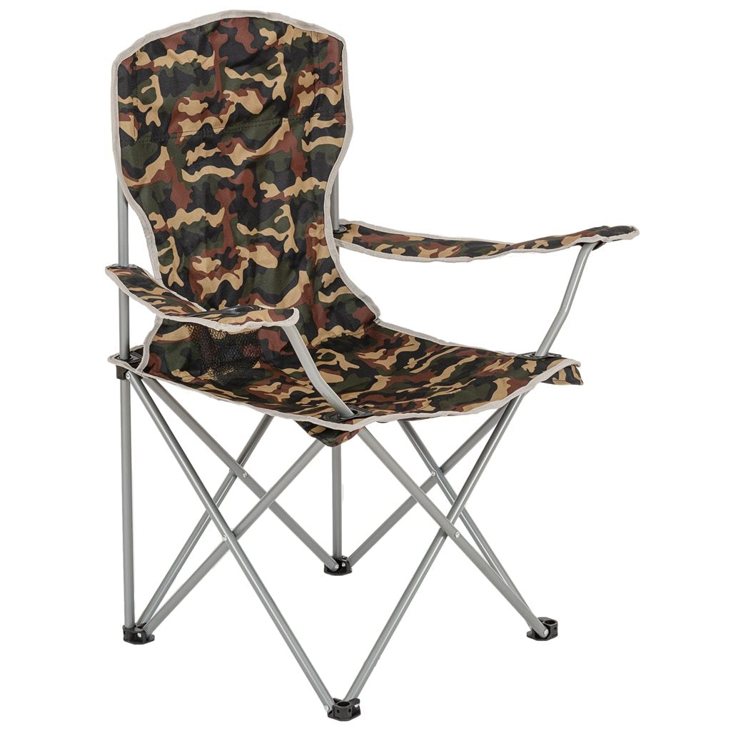 Silla plegable de camping MORAY CAMO con portabebidas y armazón de acero