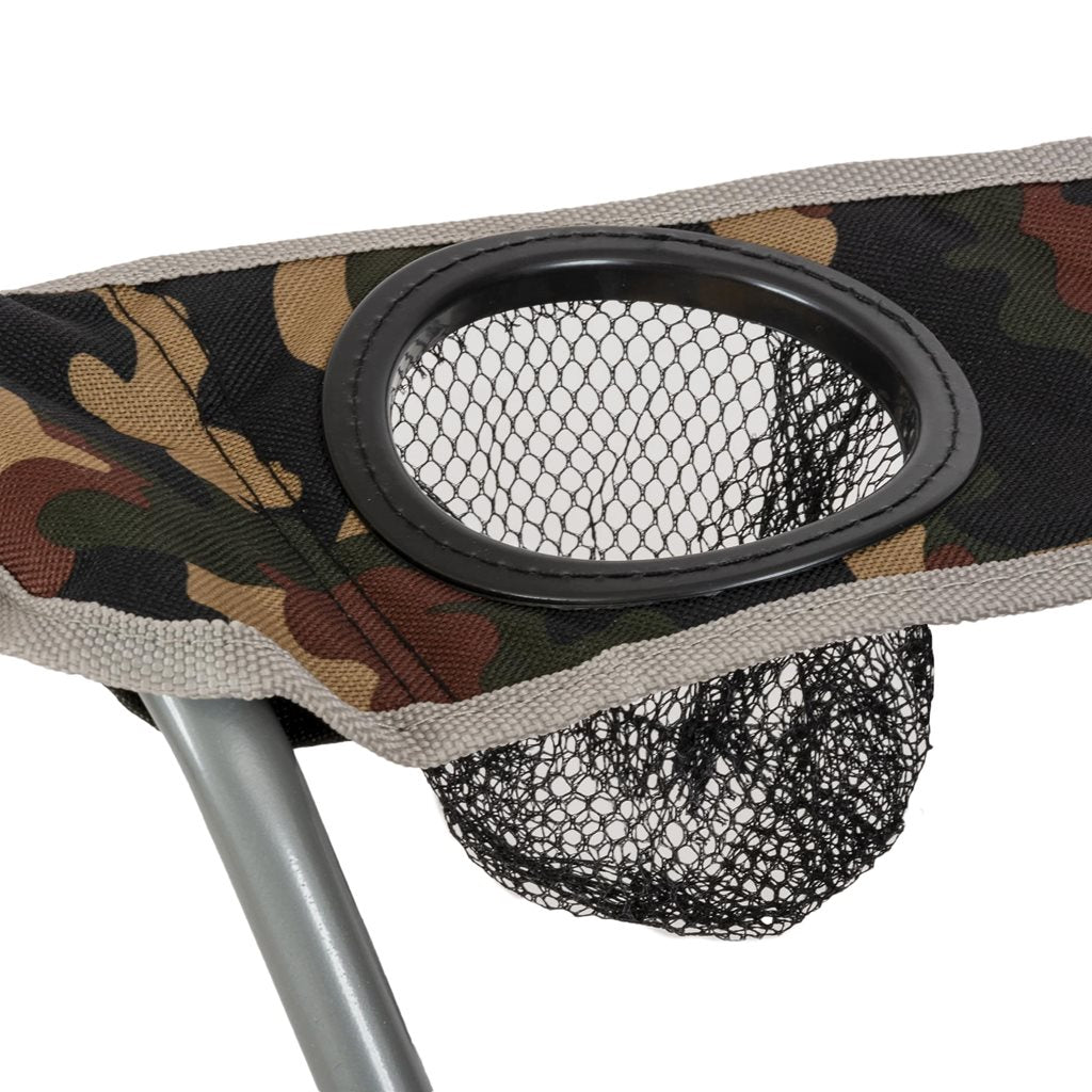 Silla plegable de camping MORAY CAMO con portabebidas y armazón de acero