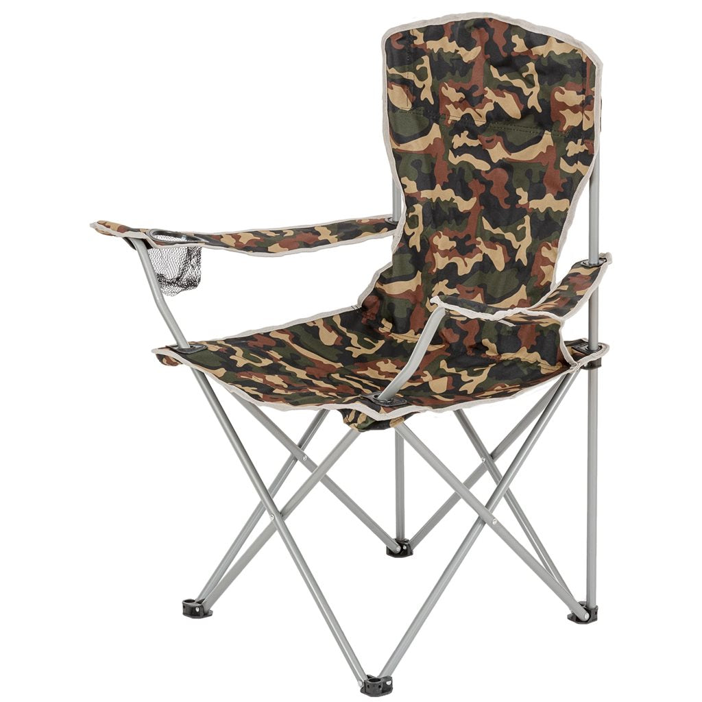 Silla plegable de camping MORAY CAMO con portabebidas y armazón de acero