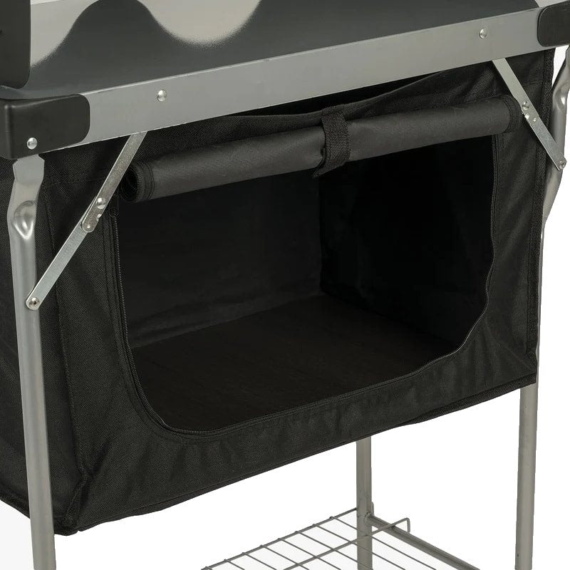 Mesa plegable de camping para cocinar con armario y estante FUR080