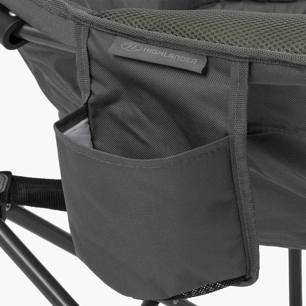 Silla Balmoral acolchada gris plegable, acero y poliéster 600D