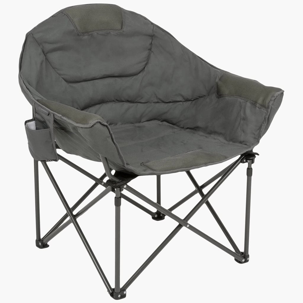 Silla Balmoral acolchada gris plegable, acero y poliéster 600D