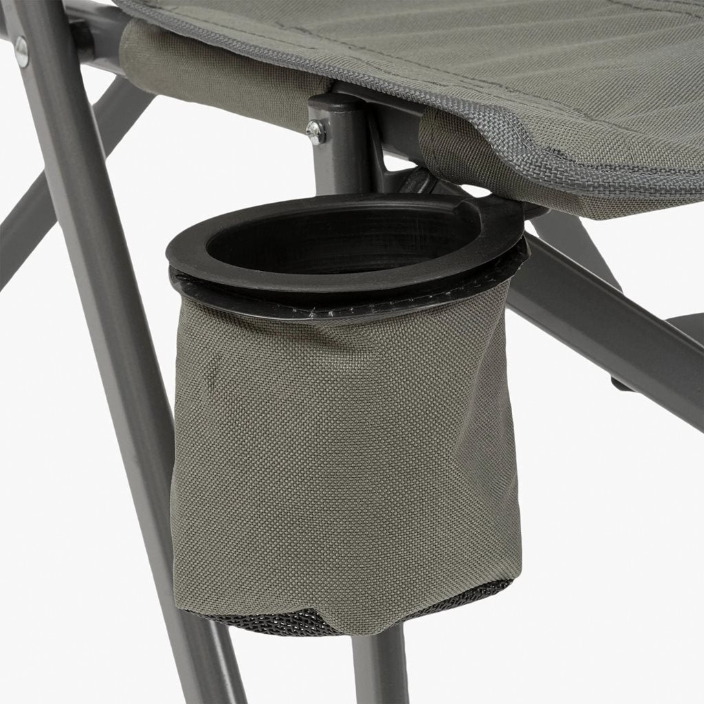 Silla DOUNE de camping gris con malla central y estructura de acero