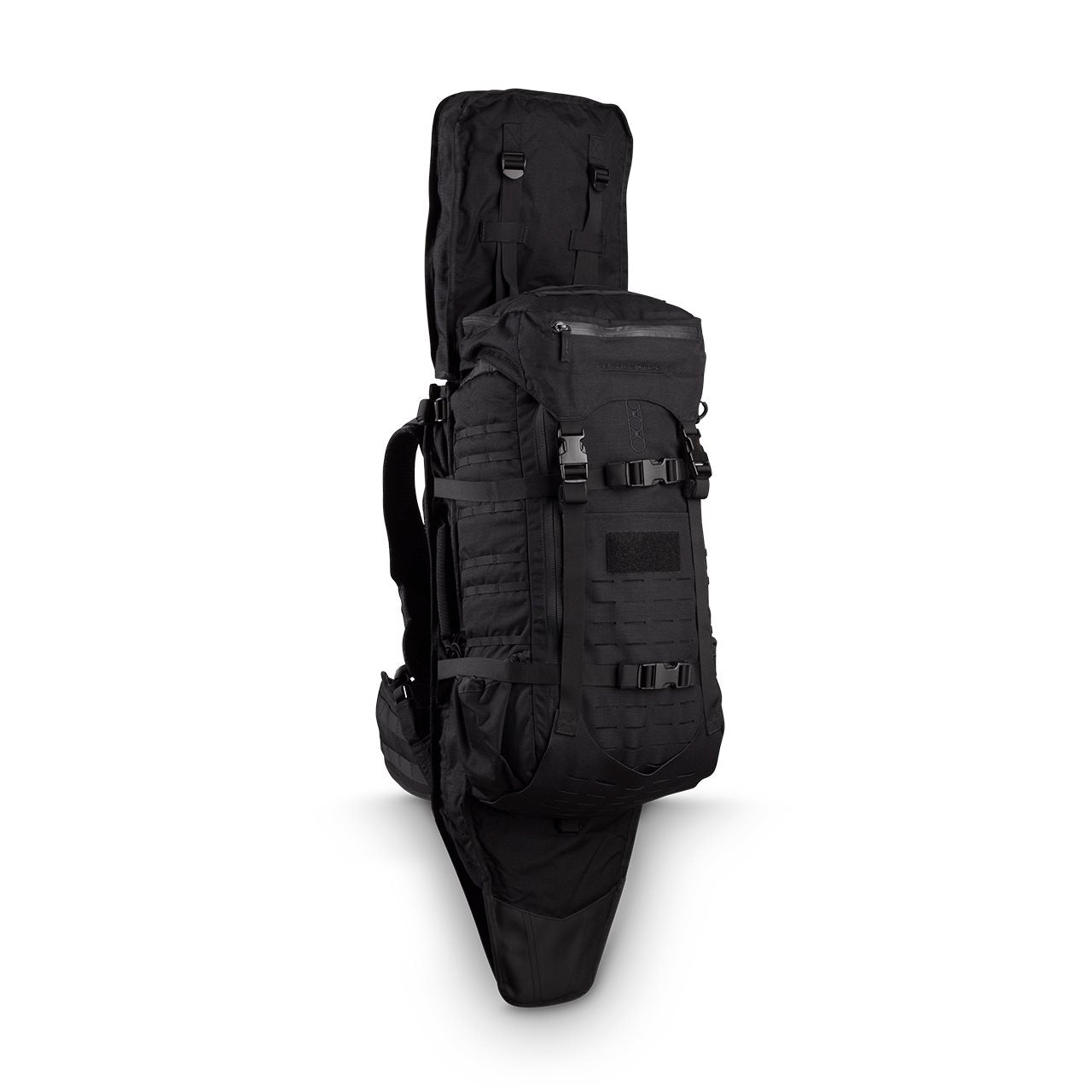 Mochila táctica Eberlestock Gunslinger II negra con funda para arma larga