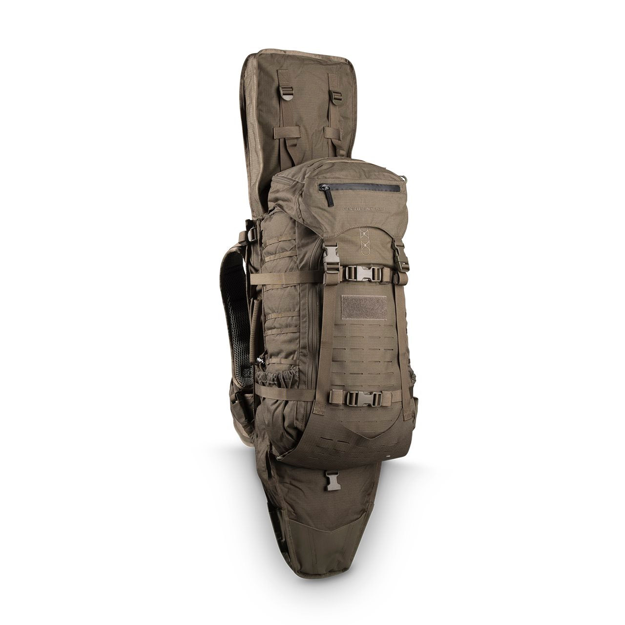 Mochila táctica Eberlestock Gunslinger II negra con funda para arma larga