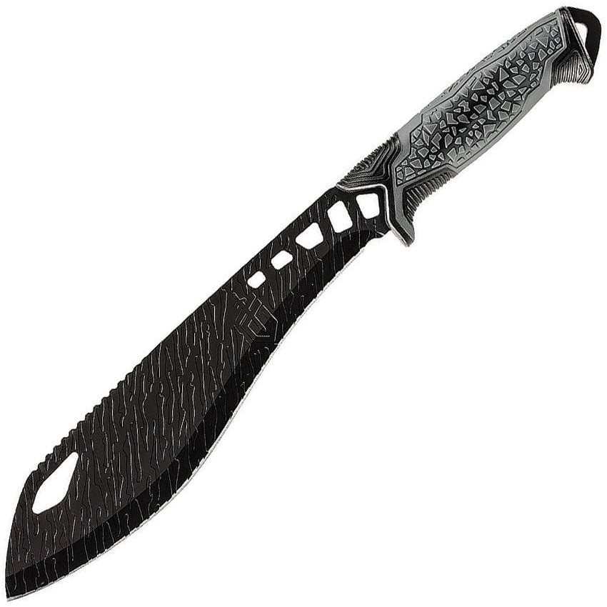 Machete VERSAFIX con funda gris y hoja decorada mediante grabado