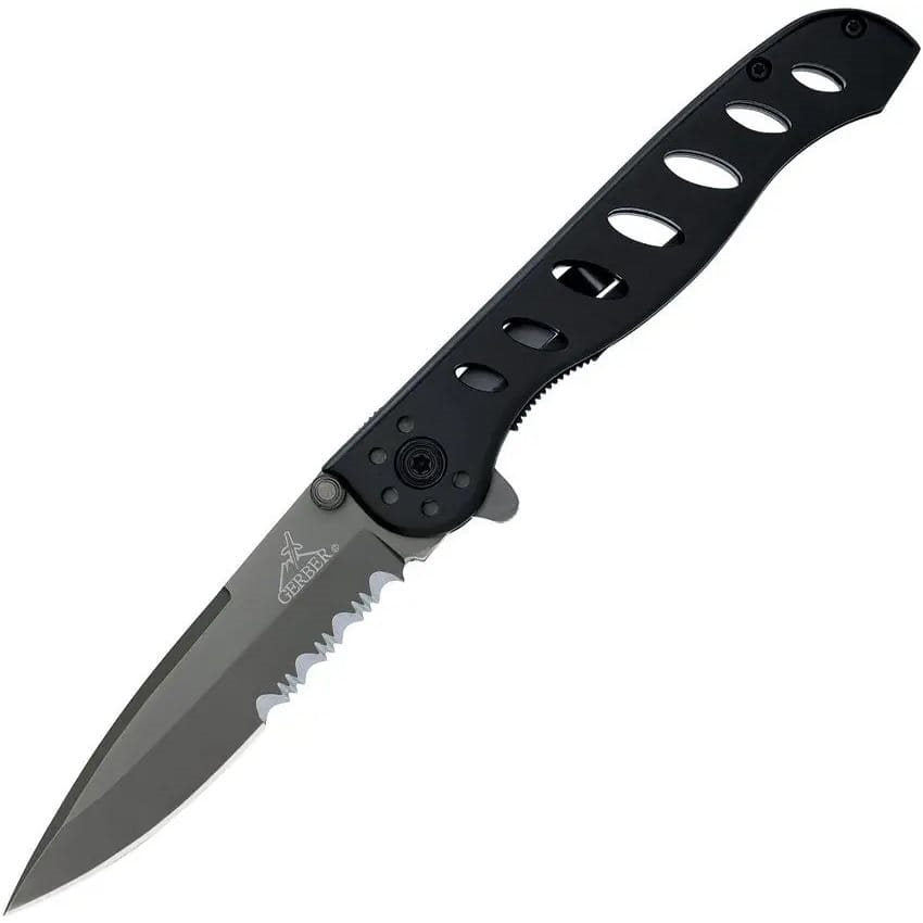 Navaja plegable EVO Gerber con filo combinado negra