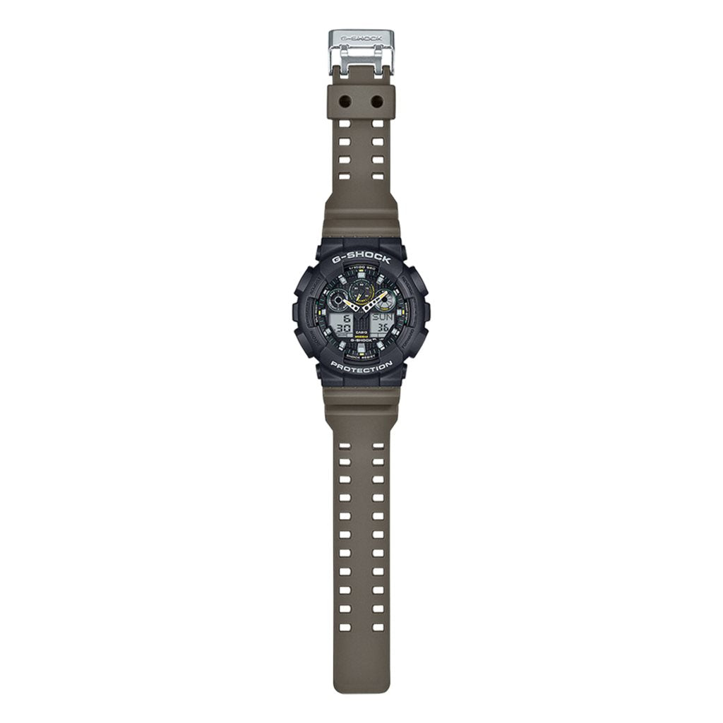Reloj deportivo GA-100TU-1A3 negro con detalles verdes