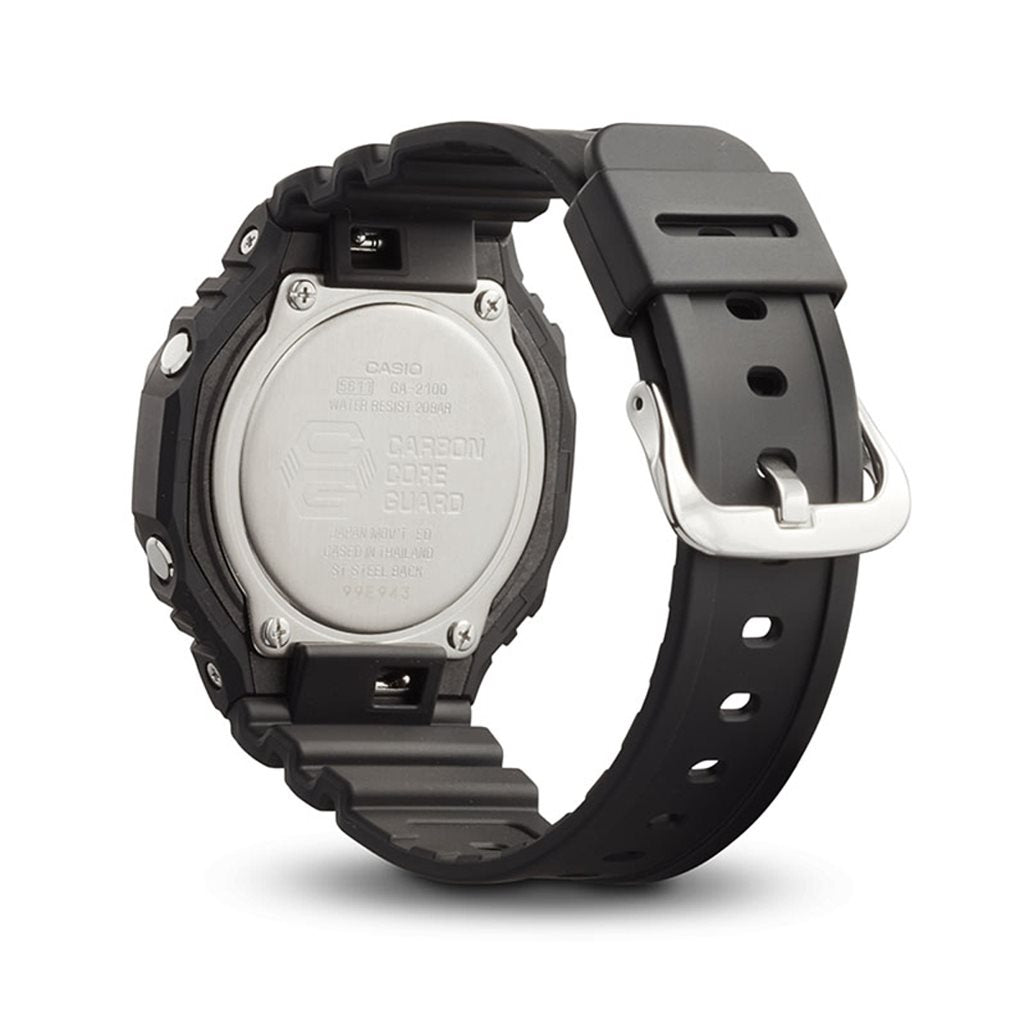 Reloj deportivo para hombre GA-2100-1A en negro y gris, carcasa de plástico reforzado con fibra de carbono
