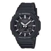 Reloj deportivo para hombre GA-2100-1A en negro y gris, carcasa de plástico reforzado con fibra de carbono