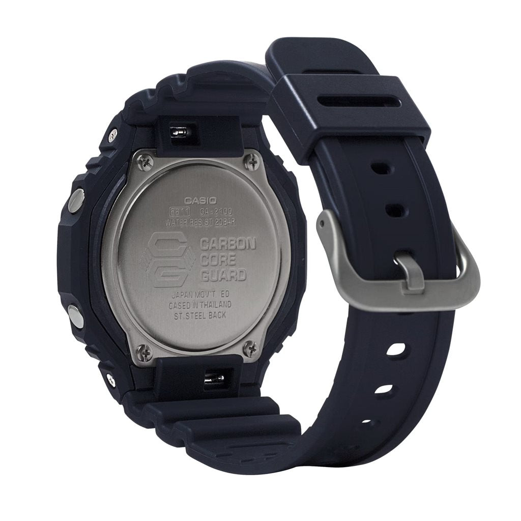 Reloj deportivo para hombre GA-2100-1A en negro y gris, carcasa de plástico reforzado con fibra de carbono