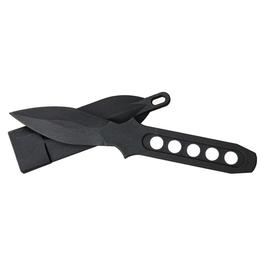 Daga de plástico negra con funda, filo liso de doble cara, policarbonato resistente