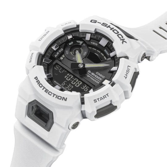 Reloj G-Shock GBA-900UU-1AER negro, vista frontal del reloj deportivo con caja y correa de resina