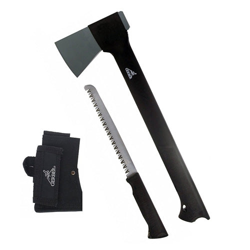 Hacha Gerber Gator Axe II con sierra oculta en el mango y hoja de acero inoxidable
