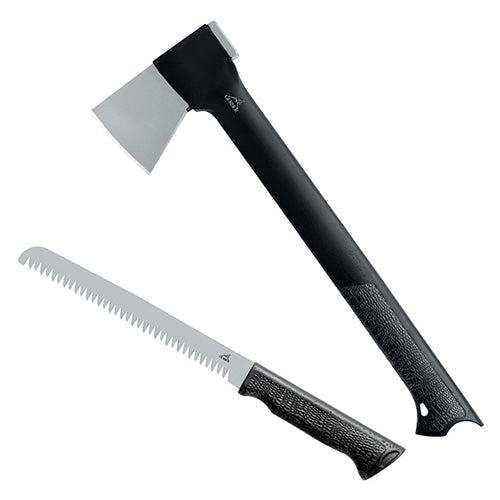Hacha Gerber Gator Axe II con sierra oculta en el mango y hoja de acero inoxidable