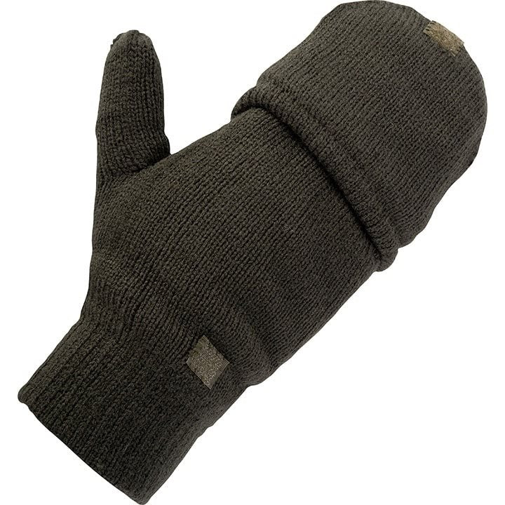 Guantes combinados Thinsulate™ tejidos verdes convertibles de manoplas a guantes sin dedos