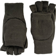 Guantes combinados Thinsulate tejidos verdes convertibles de manopla a sin dedos, talla única