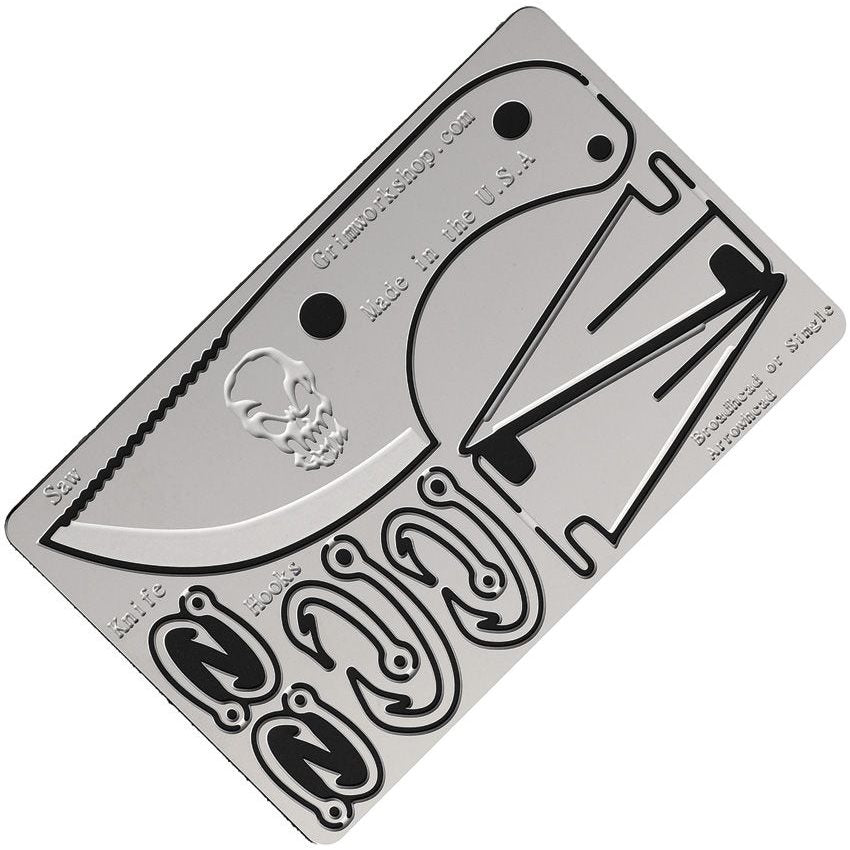 Set Bushcraft Card con navaja, sierra, 8 anzuelos y 2 puntas de flecha, tamaño 8,5×5,4 cm