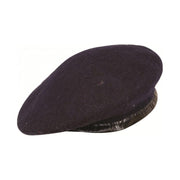Boina azul de lana con borde de cuero HAT013-NB