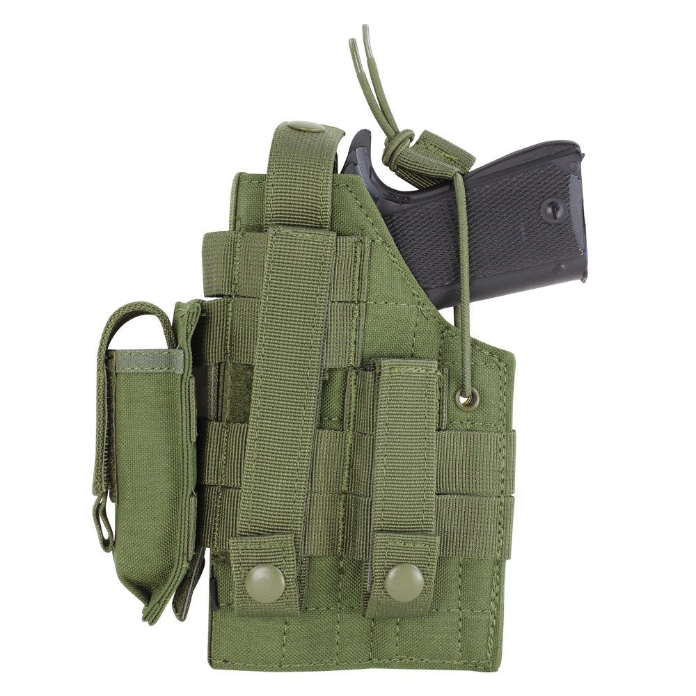 Funda pistola 1911 MOLLE ambidiestra verde con correa y funda para cargador