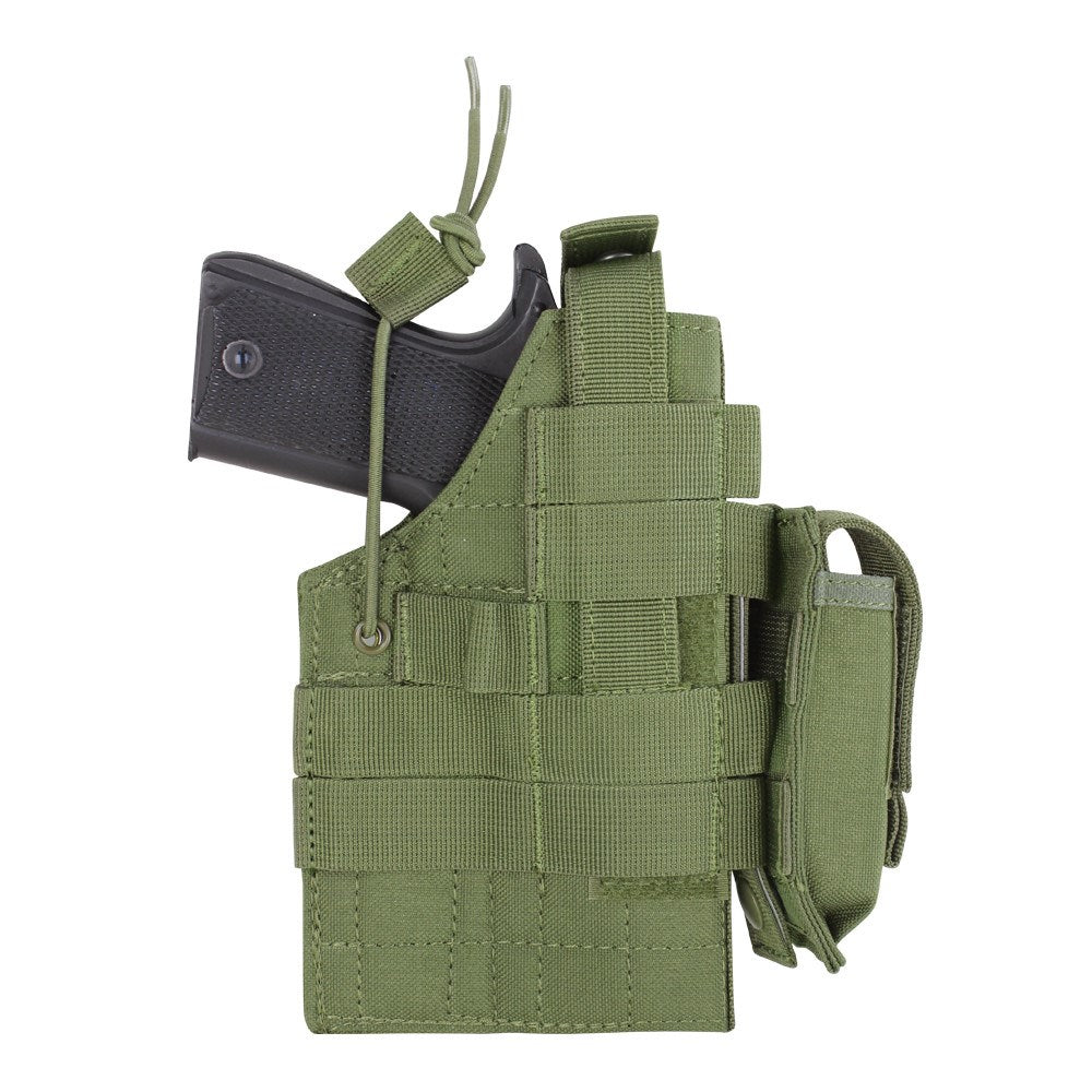 Funda pistola 1911 MOLLE ambidiestra verde con correa y funda para cargador