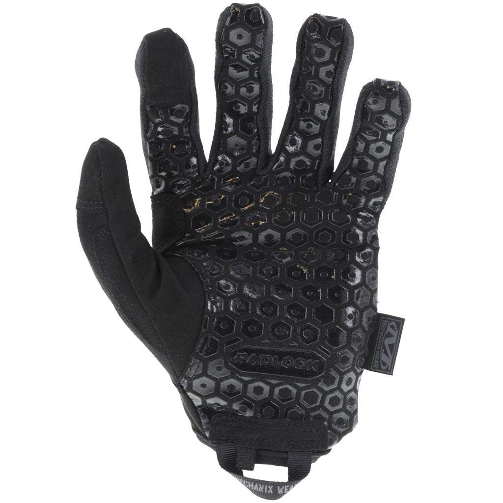 Guantes de tiro PRECISION PRO negros, vista de la palma con patrón Padlock™