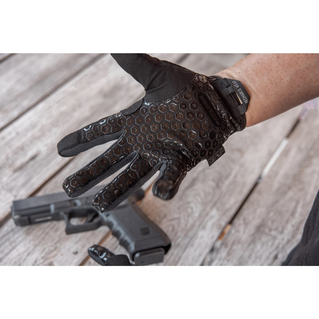 Guantes de tiro PRECISION PRO negros, vista de la palma con patrón Padlock™